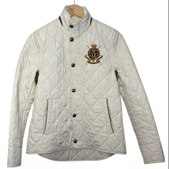 Ralph Lauren Jackets & Blazers - Ralph Lauren Sport Quilted Jacket Coat Barn Crest Corduroy Equestrian Ivory S